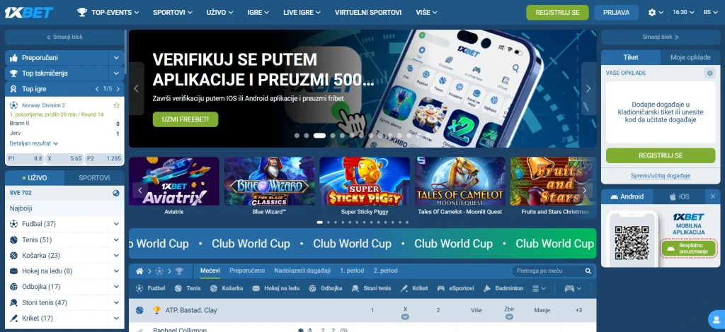 1xbet sučelje