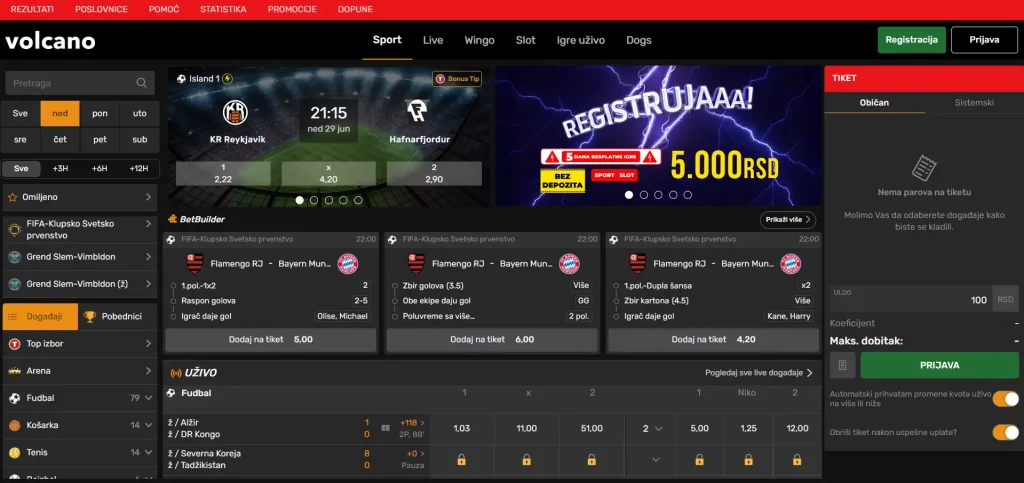 volcano bet rs sučelje