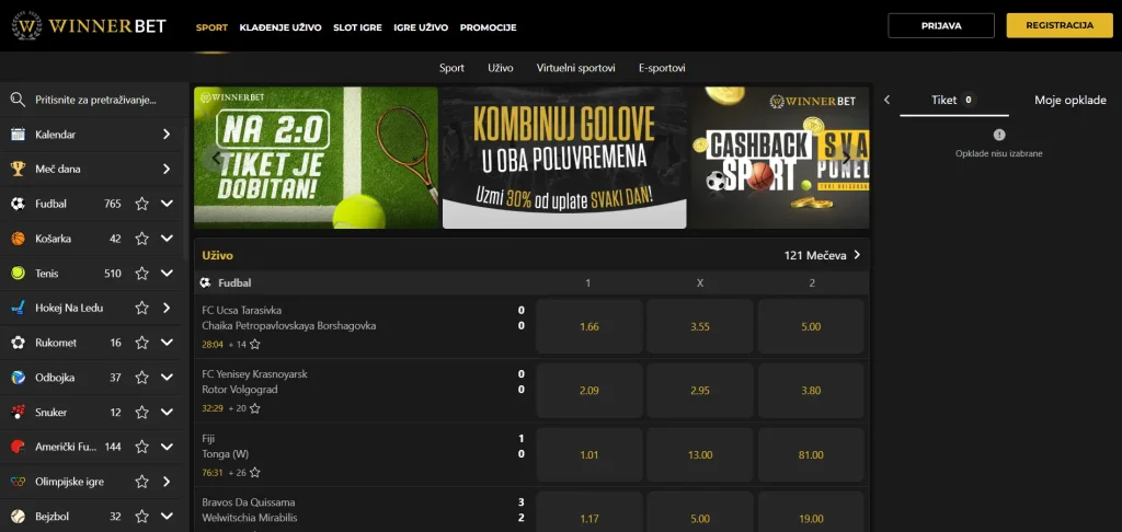 winnerbet sučelje